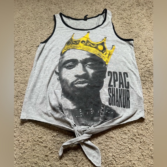 TUPAC 2PAC SHAKUR Tank Top w/Music Mogul Front /Gray w/black /yellow SMALL Blend - Picture 1 of 4